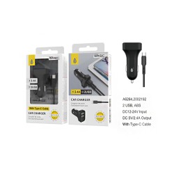 ONEPLUS CAR CHARGER ADAPTER A6264 NE WITH TYPE C CABLE 2 USB PORTS 2.4A BLACK ONEPLUS CAR CHARGER ADAPTER A6264 NE WITH TYPE C CABLE 2 USB PORTS 2.4A BLACK